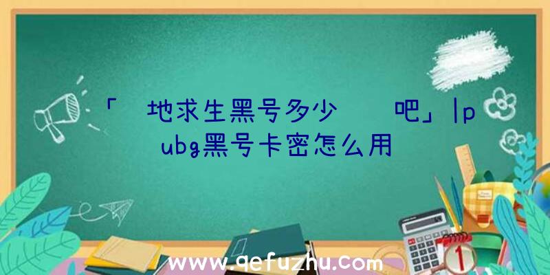 「绝地求生黑号多少钱贴吧」|pubg黑号卡密怎么用